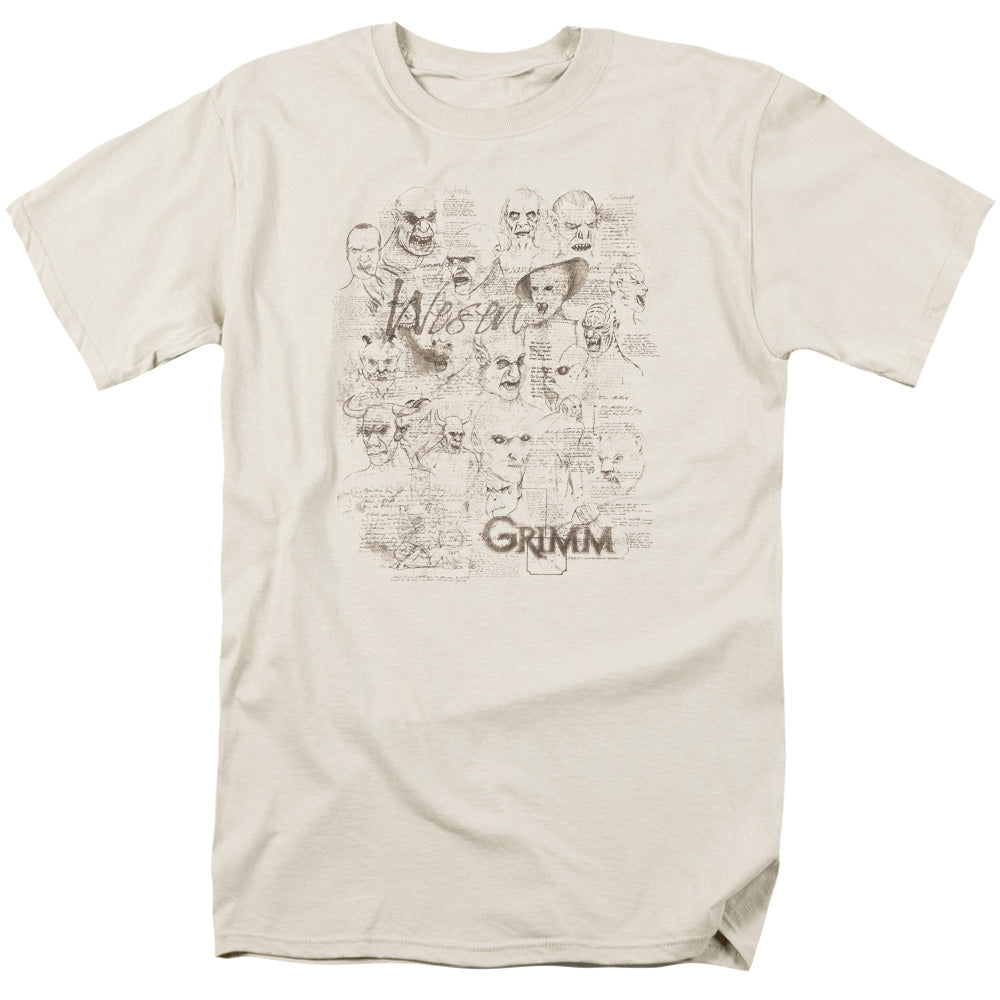 AN OFFCIALLY LICENSED GRIMM WESEN SKETCHES MEN'S REGULAR FIT T-SHIRT CREAM