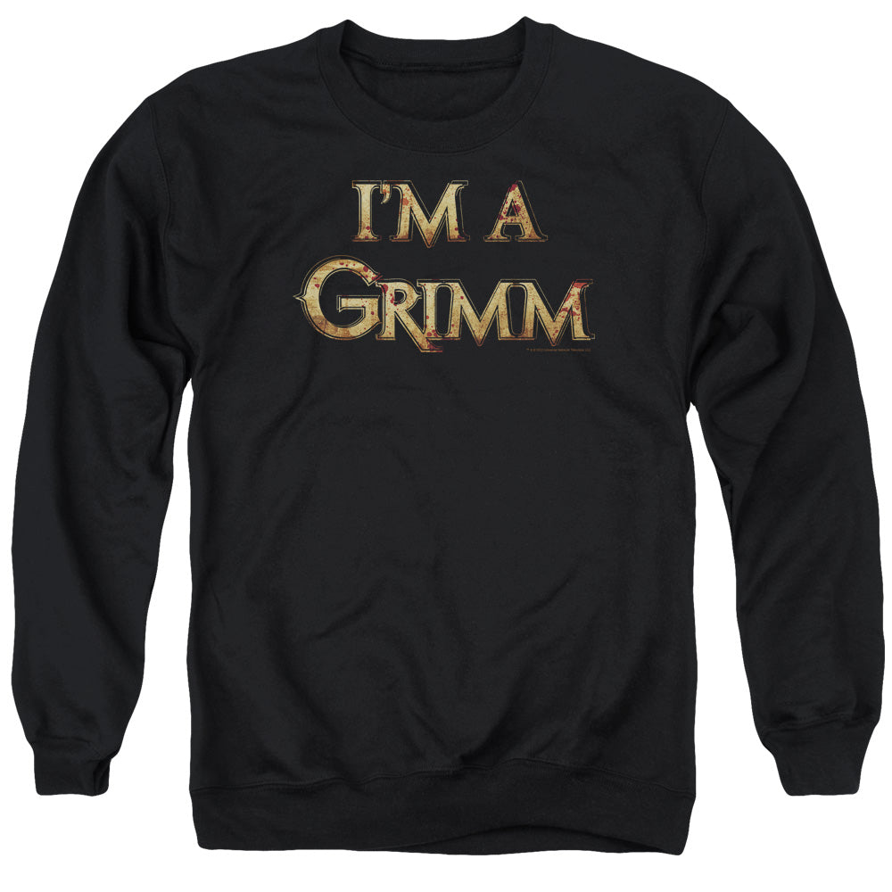 AN OFFCIALLY LICENSED GRIMM IM A GRIMM ADULT UNISEX CREWNECK SWEATSHIRT BLACK