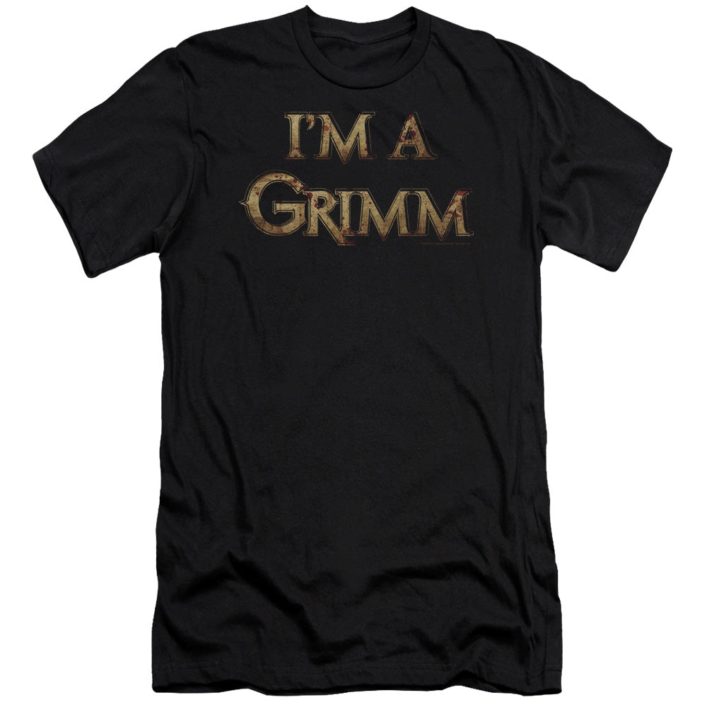 AN OFFCIALLY LICENSED GRIMM IM A GRIMM MEN'S PREMIUM SLIM FIT T-SHIRT BLACK
