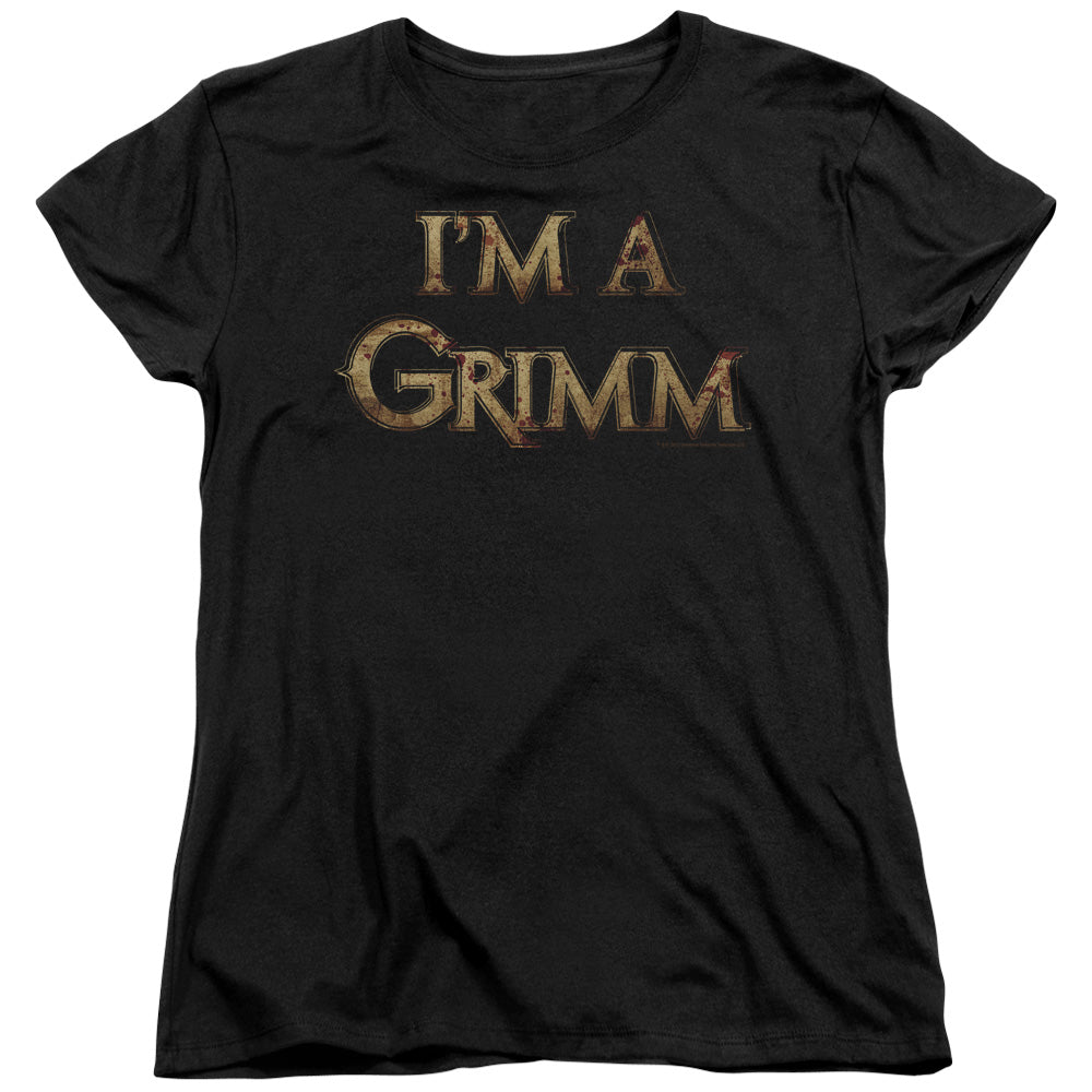 AN OFFCIALLY LICENSED GRIMM IM A GRIMM WOMEN'S REGULAR FIT T-SHIRT BLACK