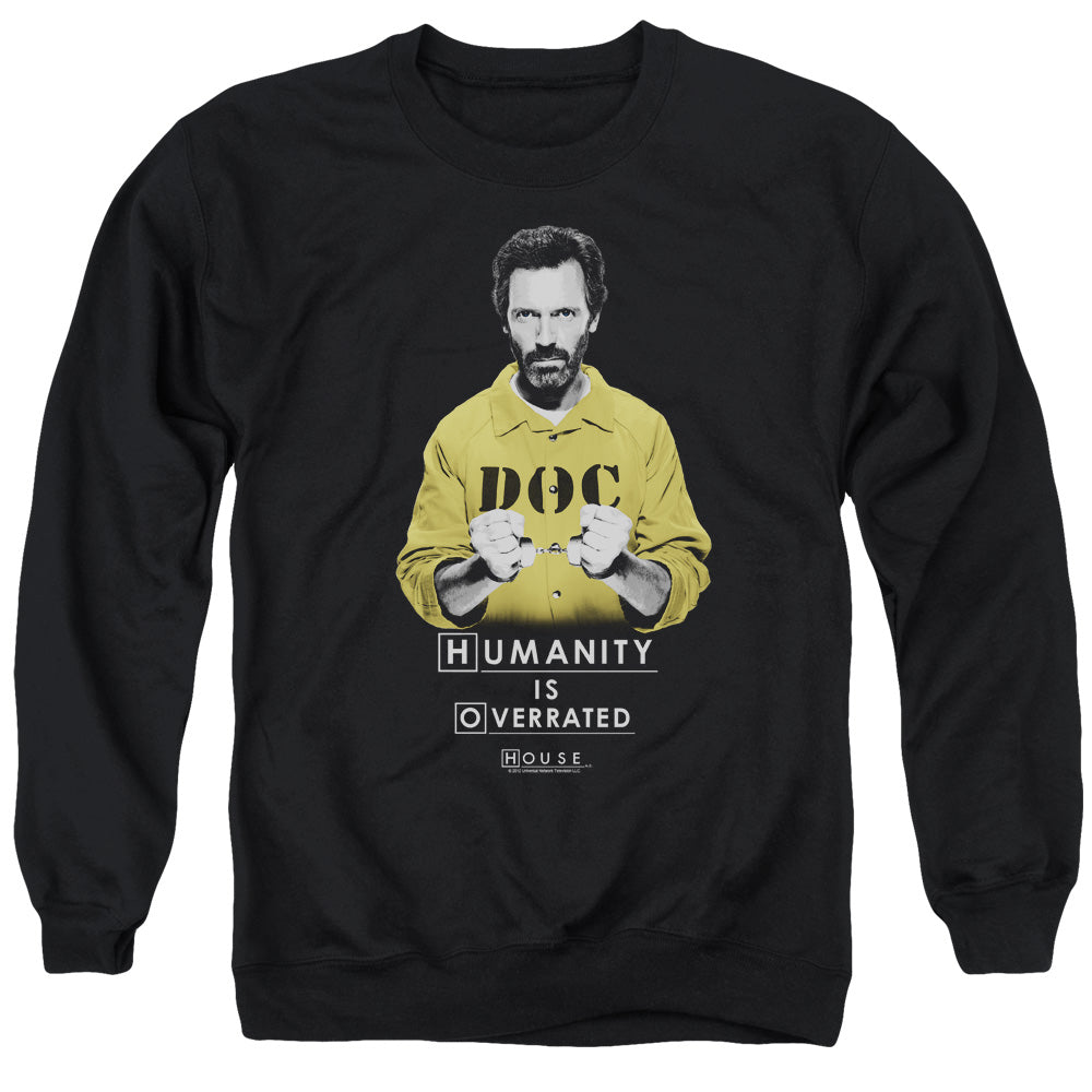 AN OFFCIALLY LICENSED HOUSE HUMANITY ADULT UNISEX CREWNECK SWEATSHIRT BLACK