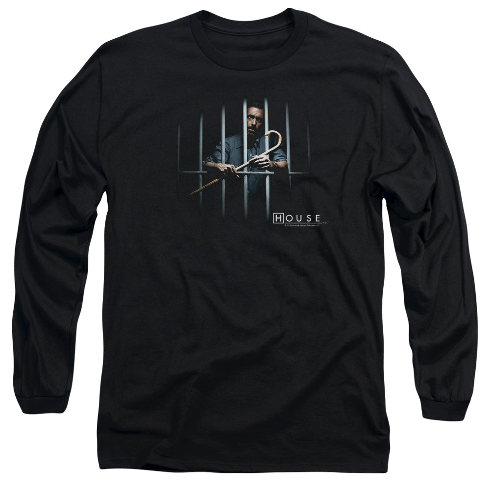 AN OFFCIALLY LICENSED HOUSE BEHIND BARS MEN'S LONG SLEEVE T-SHIRT BLACK