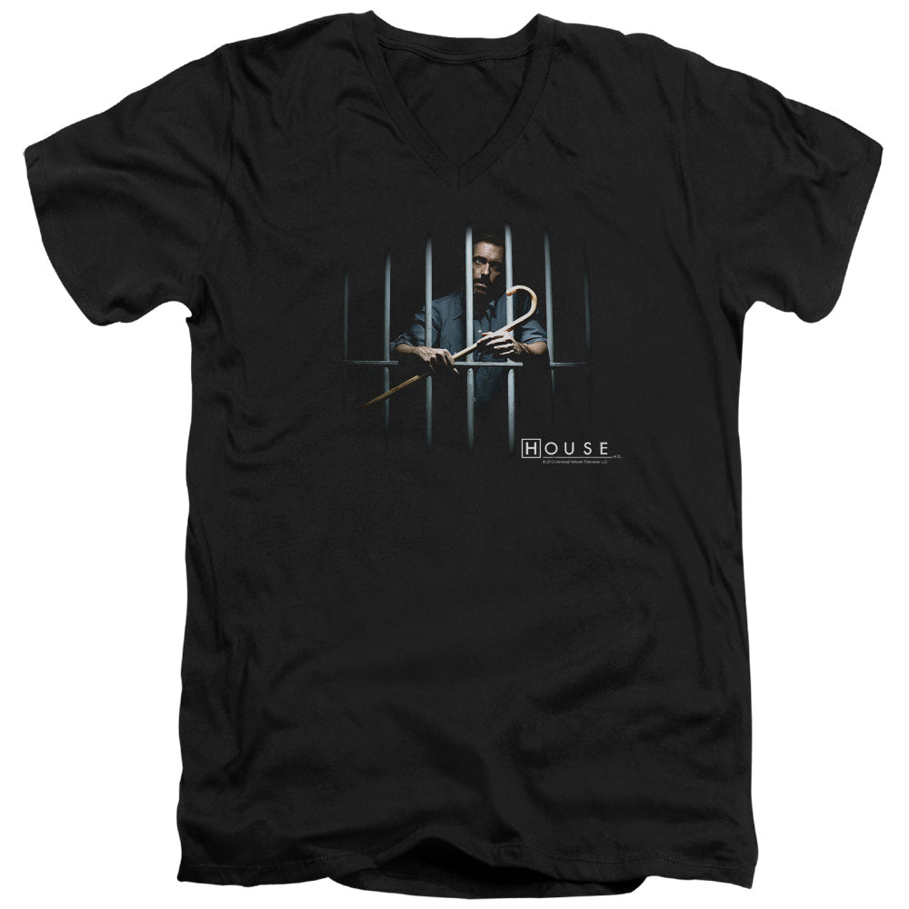AN OFFCIALLY LICENSED HOUSE BEHIND BARS MEN'S V-NECK T-SHIRT BLACK