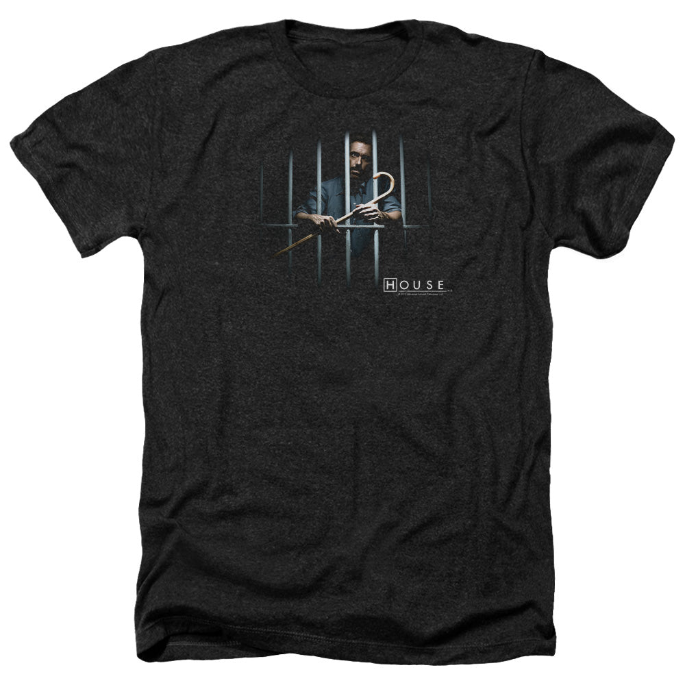 AN OFFCIALLY LICENSED HOUSE BEHIND BARS MEN'S HEATHER T-SHIRT CHARCOAL