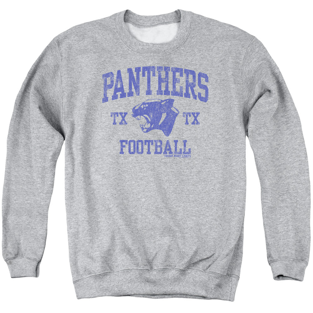 AN OFFCIALLY LICENSED FRIDAY NIGHT LIGHTS PANTHER ARCH ADULT UNISEX CREWNECK SWEATSHIRT ATHLETIC HEATHER
