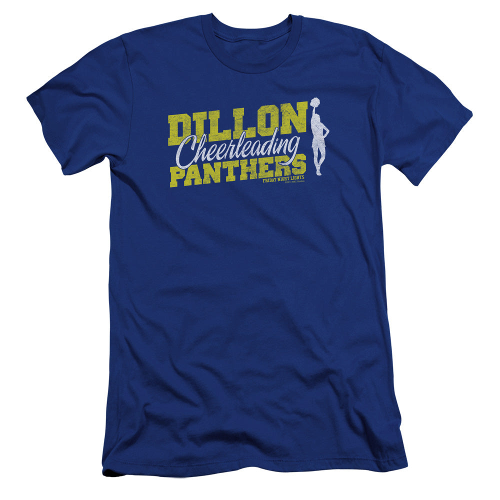 AN OFFCIALLY LICENSED FRIDAY NIGHT LIGHTS CHEER SQUAD MEN'S PREMIUM SLIM FIT T-SHIRT ROYAL