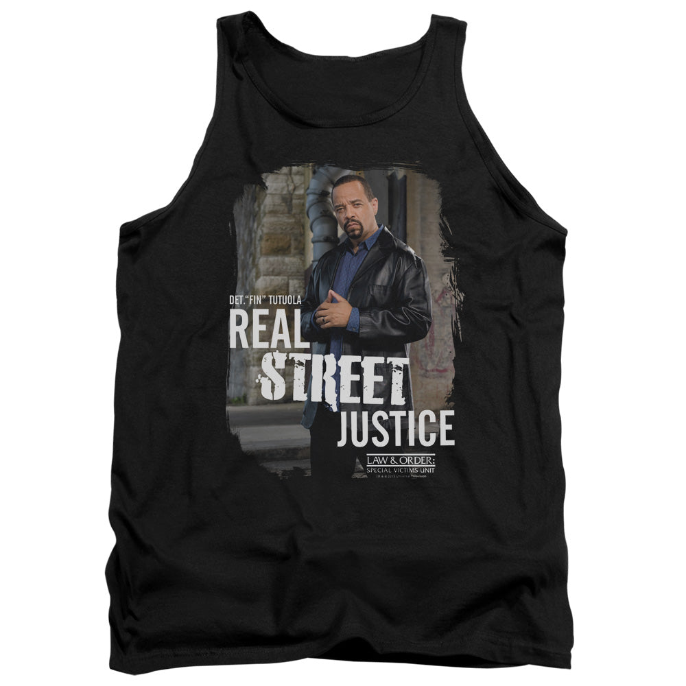 AN OFFCIALLY LICENSED LAW AND ORDER SVU STREET JUSTICE ADULT UNISEX TANK TOP BLACK