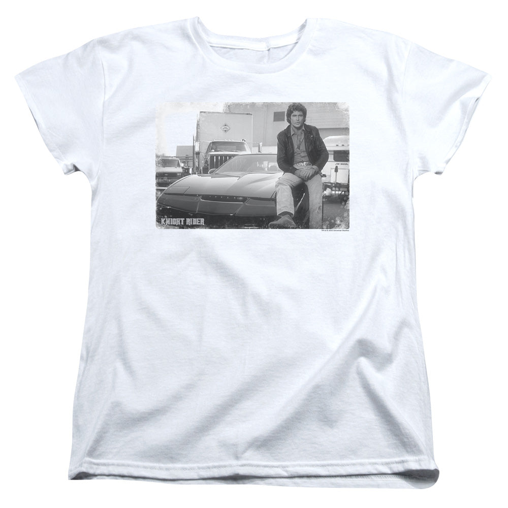 AN OFFCIALLY LICENSED KNIGHT RIDER BLACK KNIGHT WOMEN'S REGULAR FIT T-SHIRT WHITE