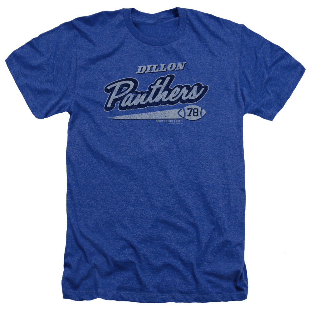 AN OFFCIALLY LICENSED FRIDAY NIGHT LIGHTS PANTHERS 78 MEN'S HEATHER T-SHIRT ROYAL