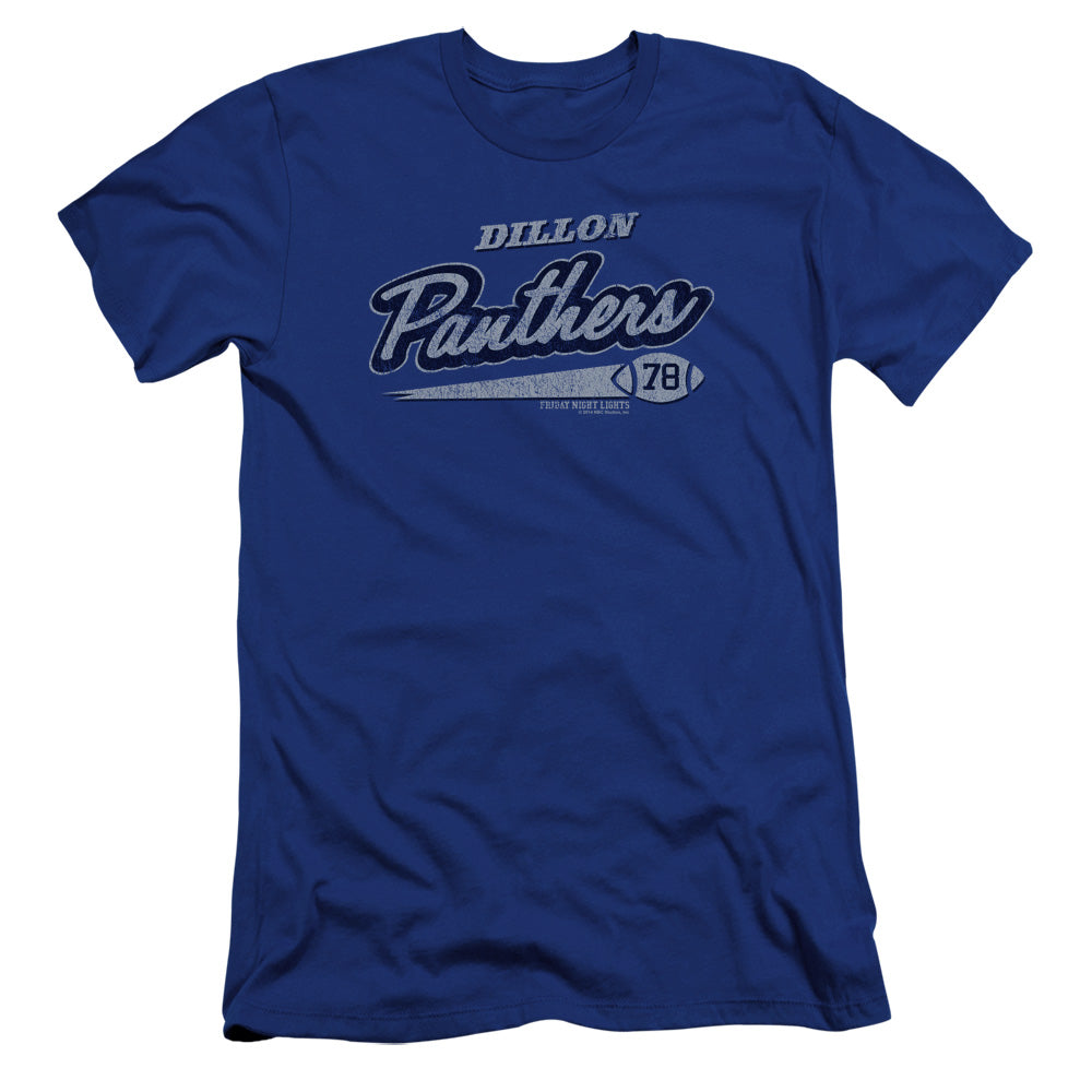 AN OFFCIALLY LICENSED FRIDAY NIGHT LIGHTS PANTHERS 78 MEN'S PREMIUM SLIM FIT T-SHIRT ROYAL