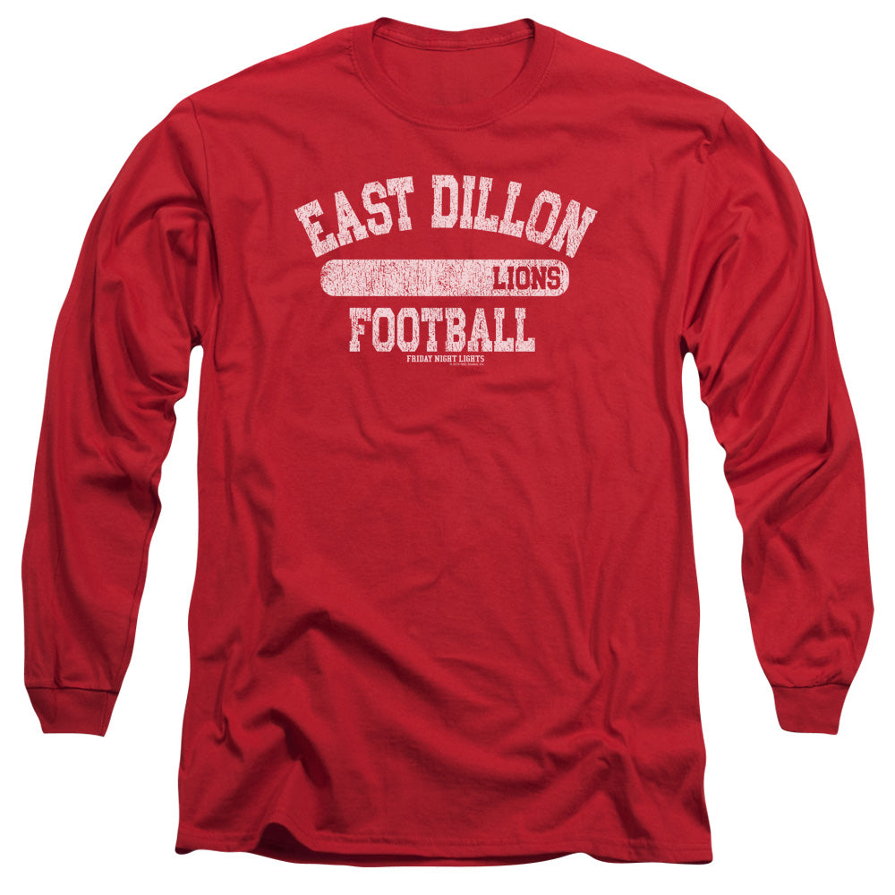 AN OFFCIALLY LICENSED FRIDAY NIGHT LIGHTS LIONS PILL BOX MEN'S LONG SLEEVE T-SHIRT RED