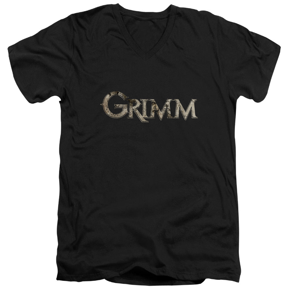 AN OFFCIALLY LICENSED GRIMM LOGO MEN'S V-NECK T-SHIRT BLACK