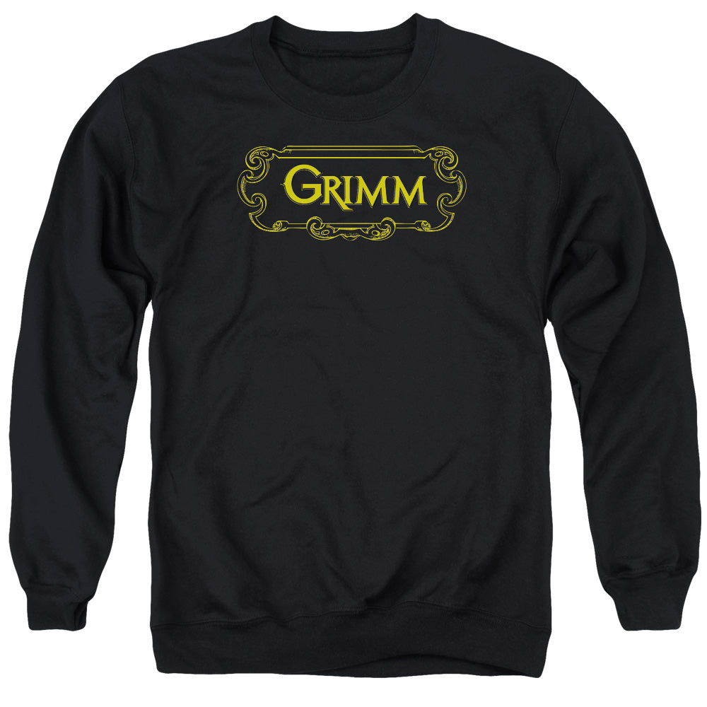 AN OFFCIALLY LICENSED GRIMM PLAQUE LOGO ADULT UNISEX CREWNECK SWEATSHIRT BLACK