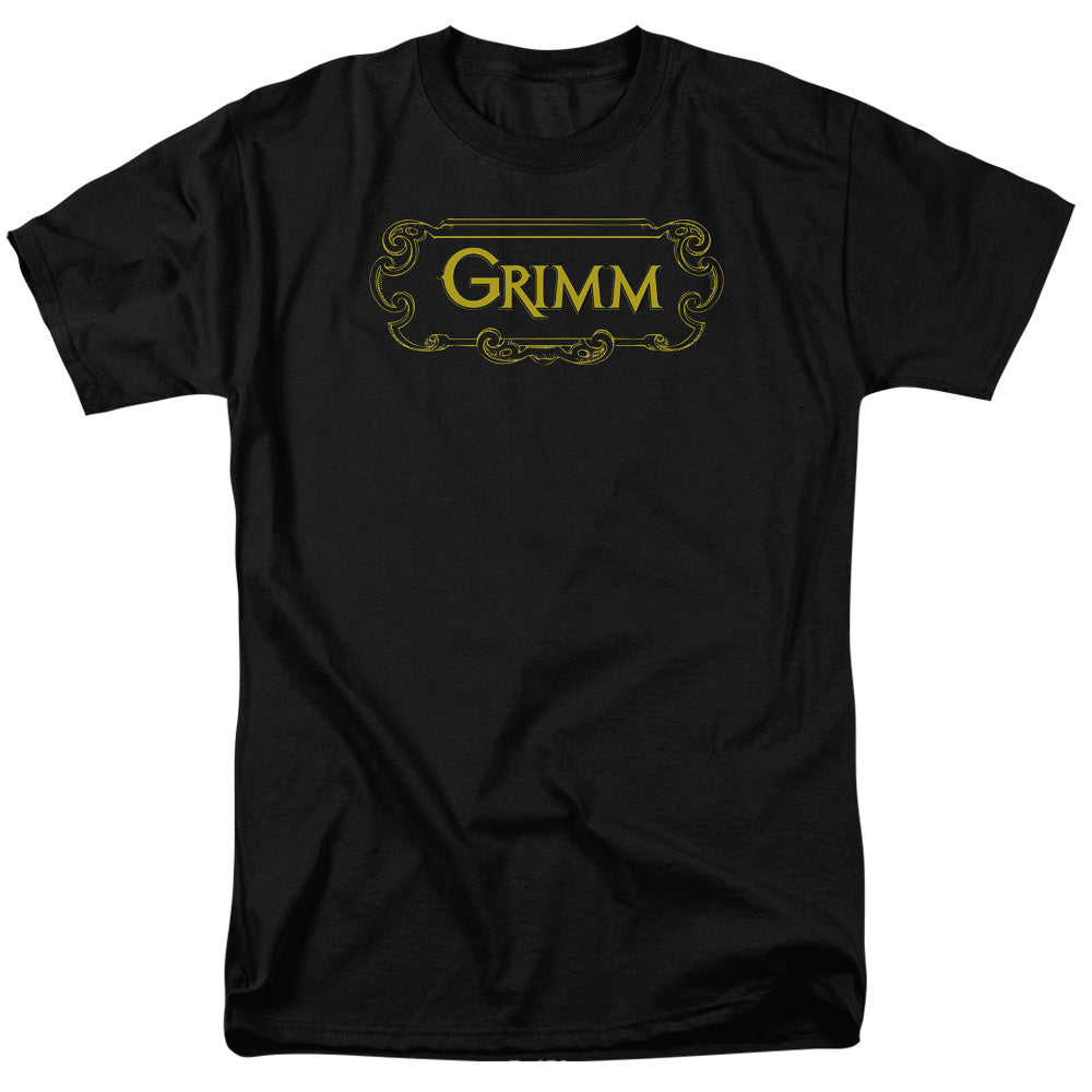 AN OFFCIALLY LICENSED GRIMM PLAQUE LOGO MEN'S REGULAR FIT T-SHIRT BLACK