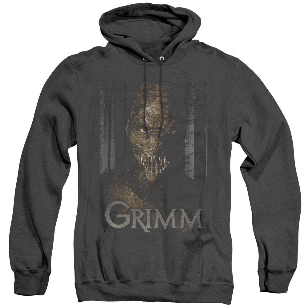 AN OFFCIALLY LICENSED GRIMM CHOMPERS ADULT UNISEX HEATHER PULLOVER HOODIE BLACK