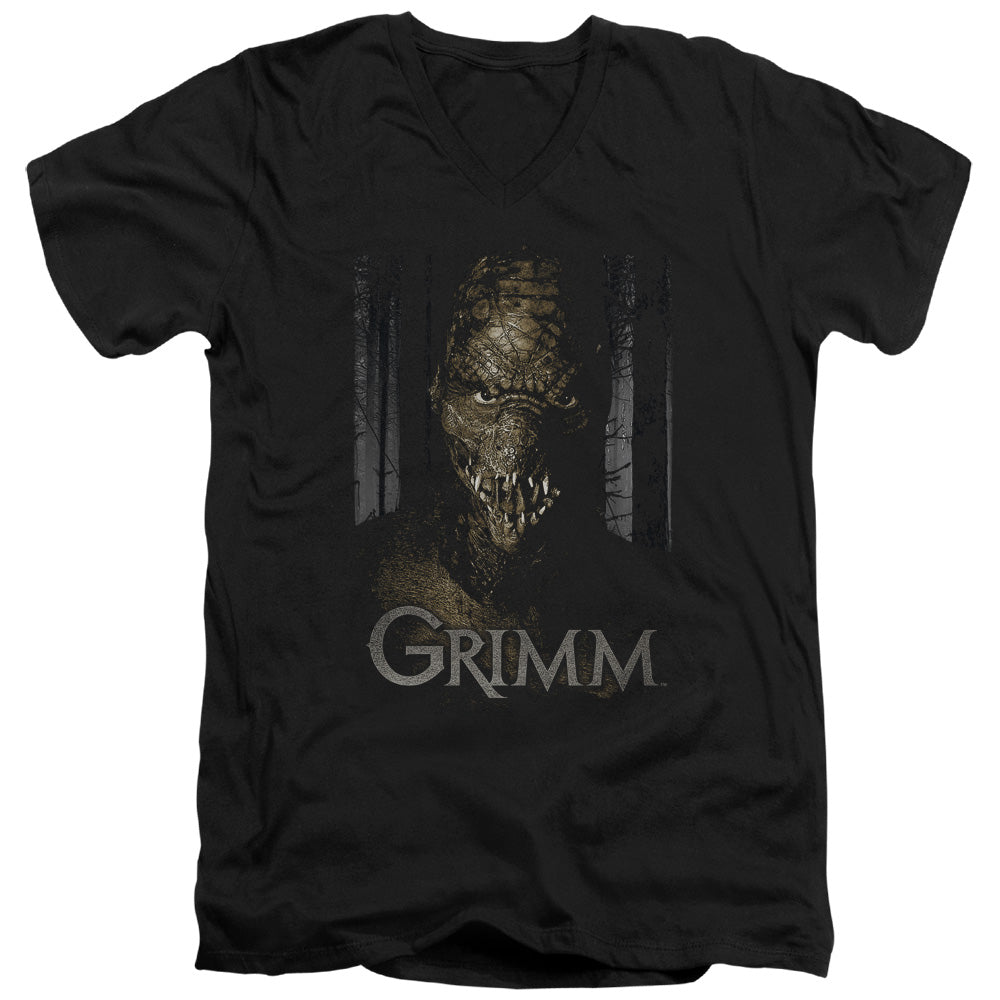 AN OFFCIALLY LICENSED GRIMM CHOMPERS MEN'S V-NECK T-SHIRT BLACK