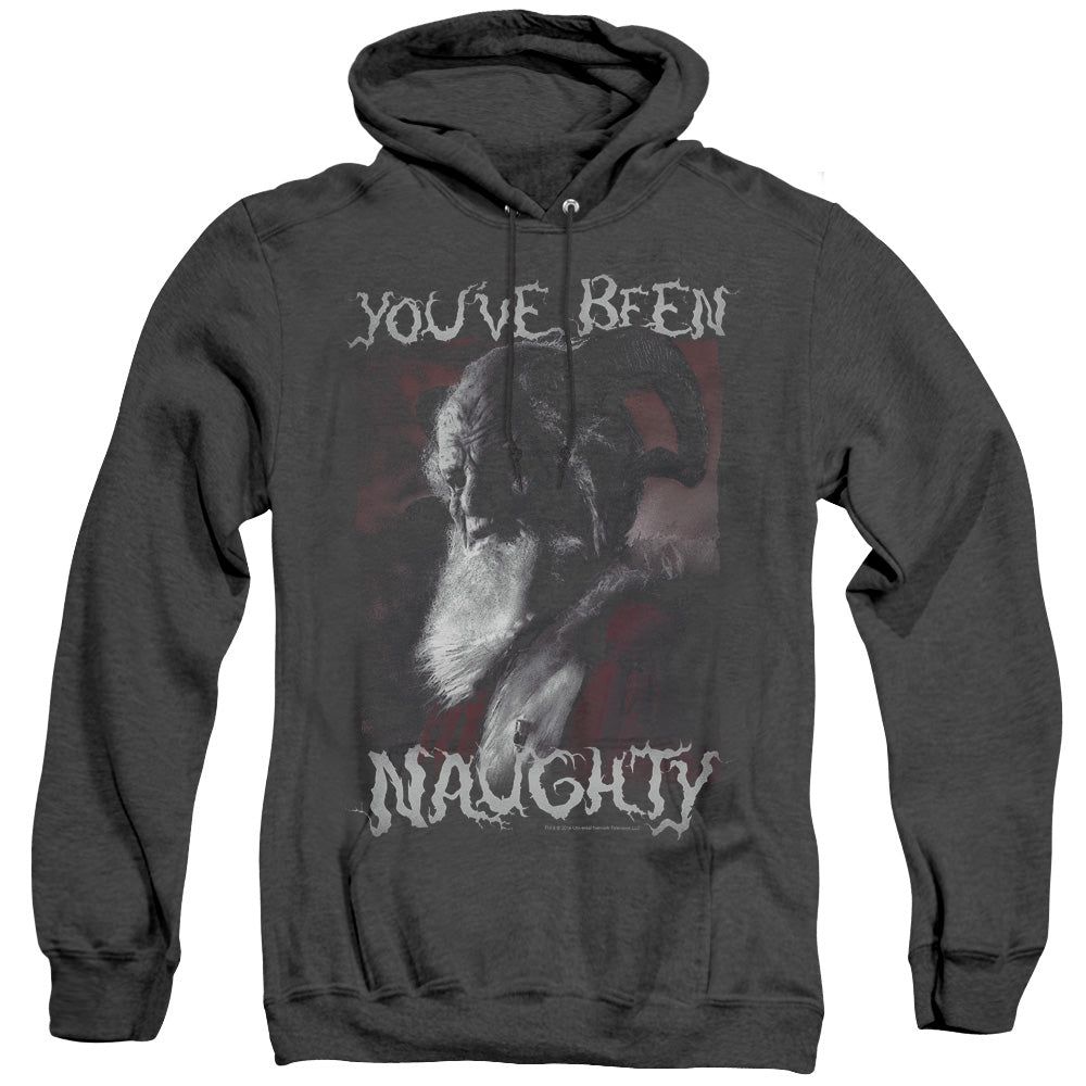 AN OFFCIALLY LICENSED GRIMM MERRY KRAMPUS ADULT UNISEX HEATHER PULLOVER HOODIE BLACK