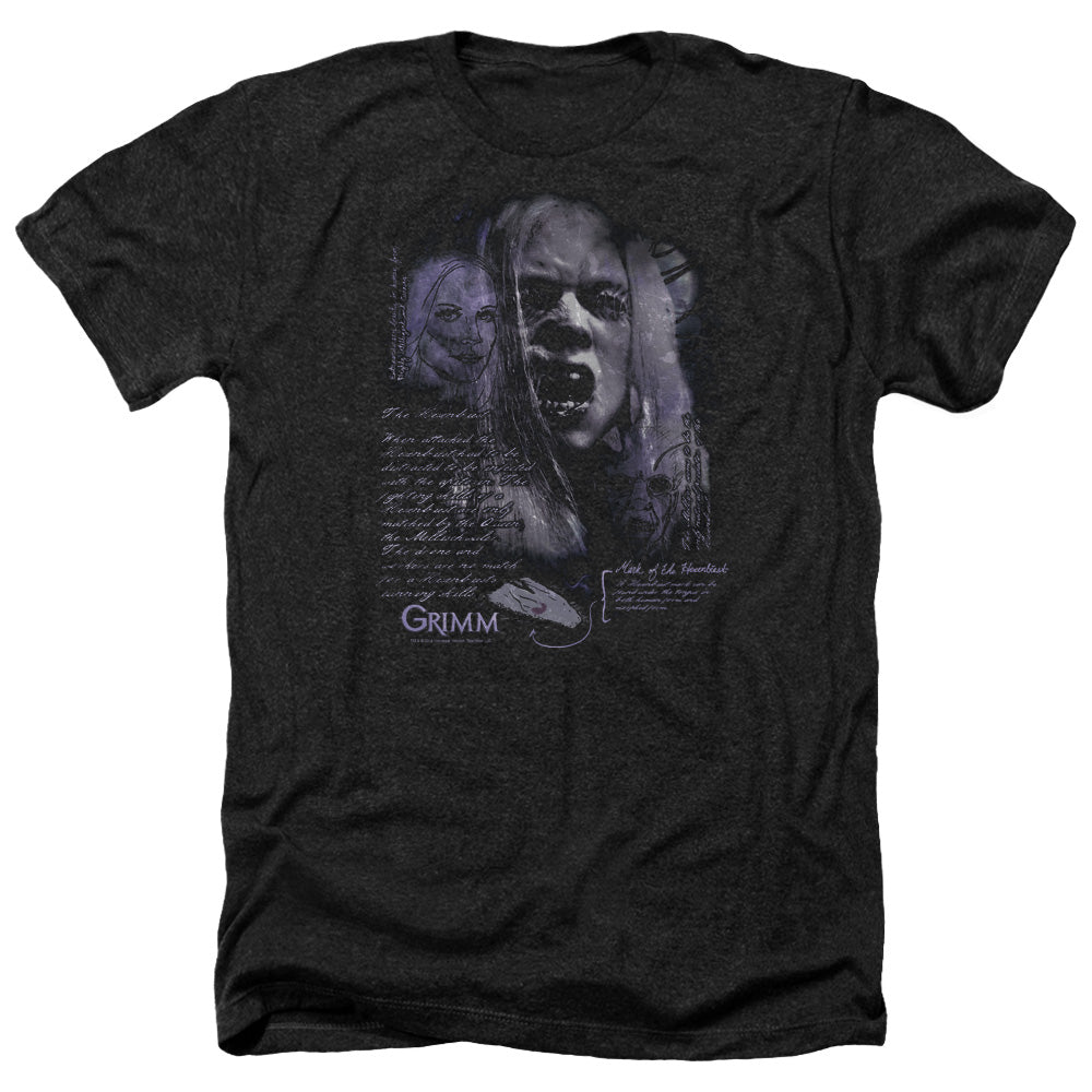 AN OFFCIALLY LICENSED GRIMM LADY HEXENBEAST MEN'S HEATHER T-SHIRT CHARCOAL