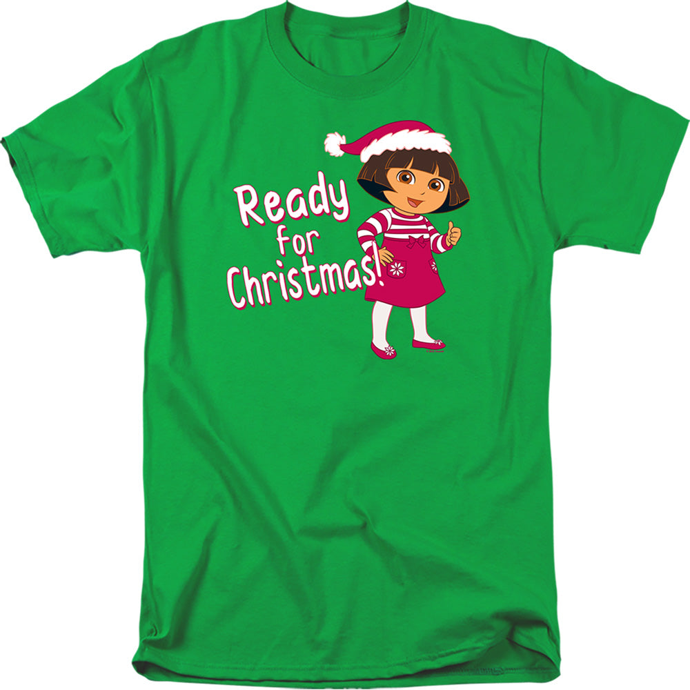AN OFFCIALLY LICENSED DORA THE EXPLORER DORA READY FOR THE HOLIDAYS MEN'S REGULAR FIT T-SHIRT KELLY GREEN