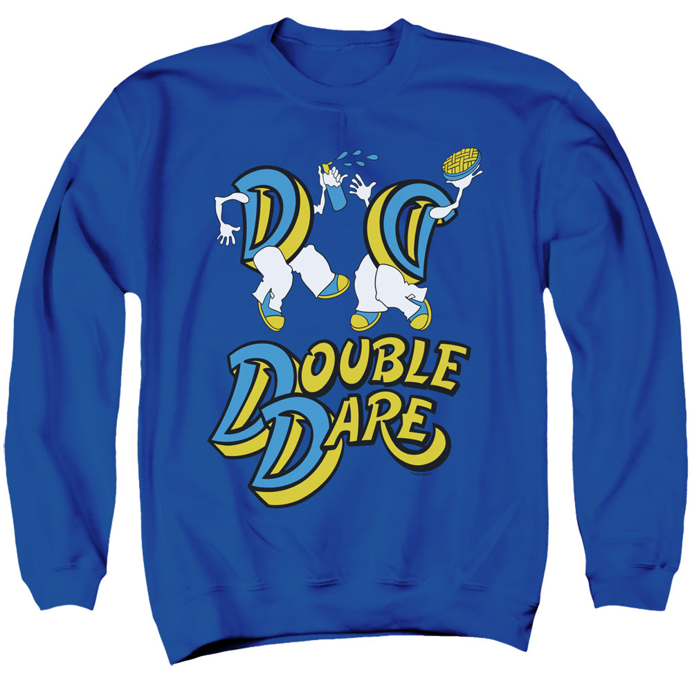 AN OFFCIALLY LICENSED DOUBLE DARE VINTAGE DOUBLE DARE LOGO ADULT UNISEX CREWNECK SWEATSHIRT ROYAL