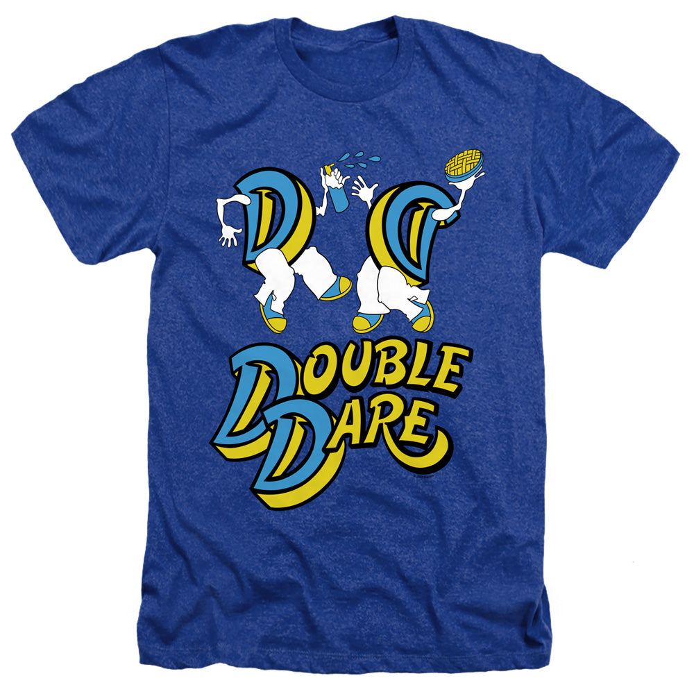 AN OFFCIALLY LICENSED DOUBLE DARE VINTAGE DOUBLE DARE LOGO MEN'S HEATHER T-SHIRT ROYAL