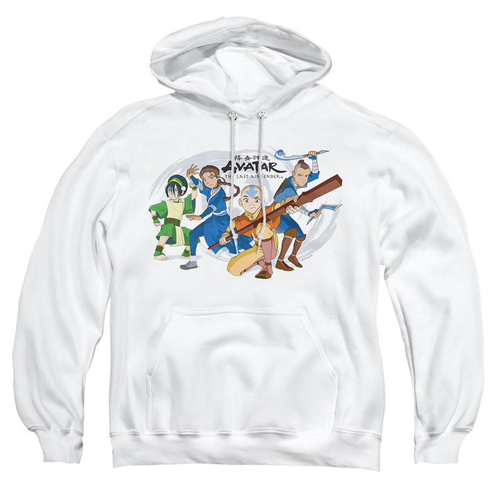 AN OFFCIALLY LICENSED AVATAR THE LAST AIRBENDER AVATARS GROUP ADULT UNISEX PULLOVER HOODIE WHITE