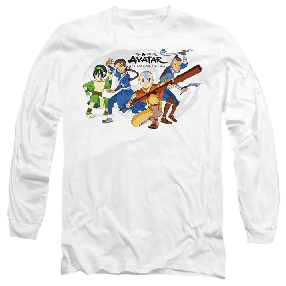 AN OFFCIALLY LICENSED AVATAR THE LAST AIRBENDER AVATARS GROUP MEN'S LONG SLEEVE T-SHIRT WHITE