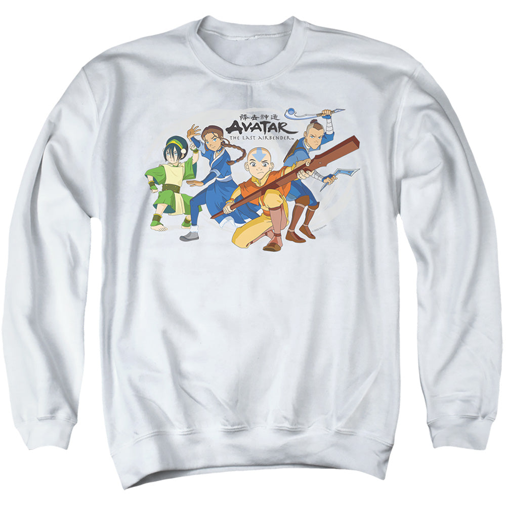 AN OFFCIALLY LICENSED AVATAR THE LAST AIRBENDER AVATARS GROUP ADULT UNISEX CREWNECK SWEATSHIRT WHITE