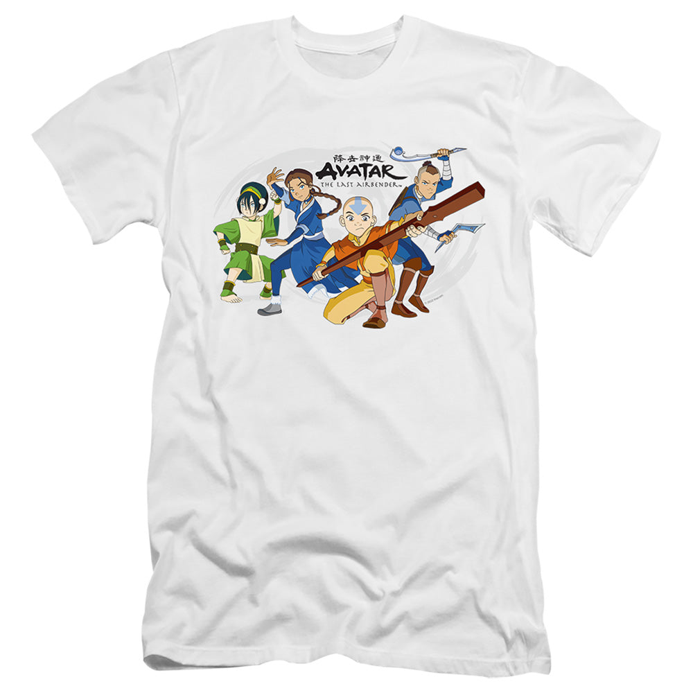 AN OFFCIALLY LICENSED AVATAR THE LAST AIRBENDER AVATARS GROUP MEN'S PREMIUM SLIM FIT T-SHIRT WHITE