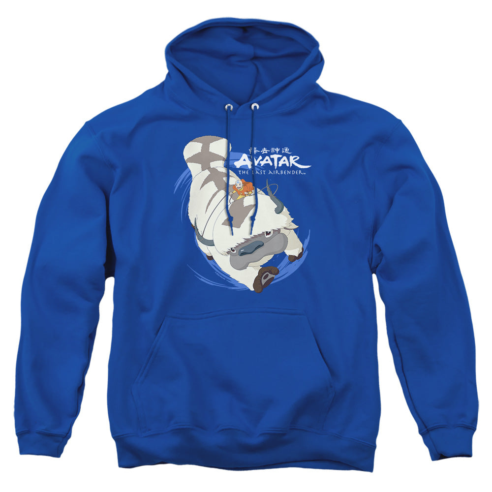 AN OFFCIALLY LICENSED AVATAR THE LAST AIRBENDER APPA IN FLIGHT ADULT UNISEX PULLOVER HOODIE ROYAL