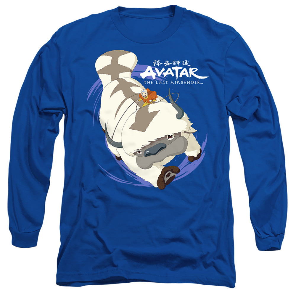 AN OFFCIALLY LICENSED AVATAR THE LAST AIRBENDER APPA IN FLIGHT MEN'S LONG SLEEVE T-SHIRT ROYAL