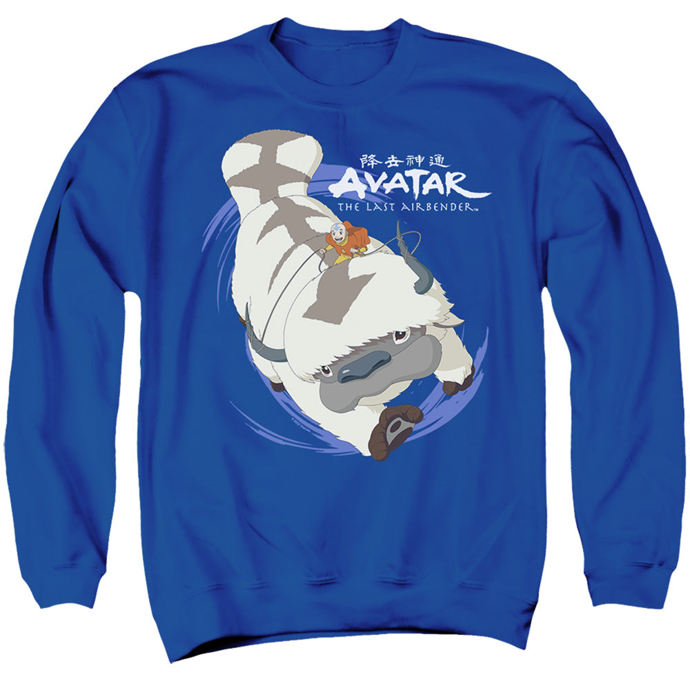AN OFFCIALLY LICENSED AVATAR THE LAST AIRBENDER APPA IN FLIGHT ADULT UNISEX CREWNECK SWEATSHIRT ROYAL