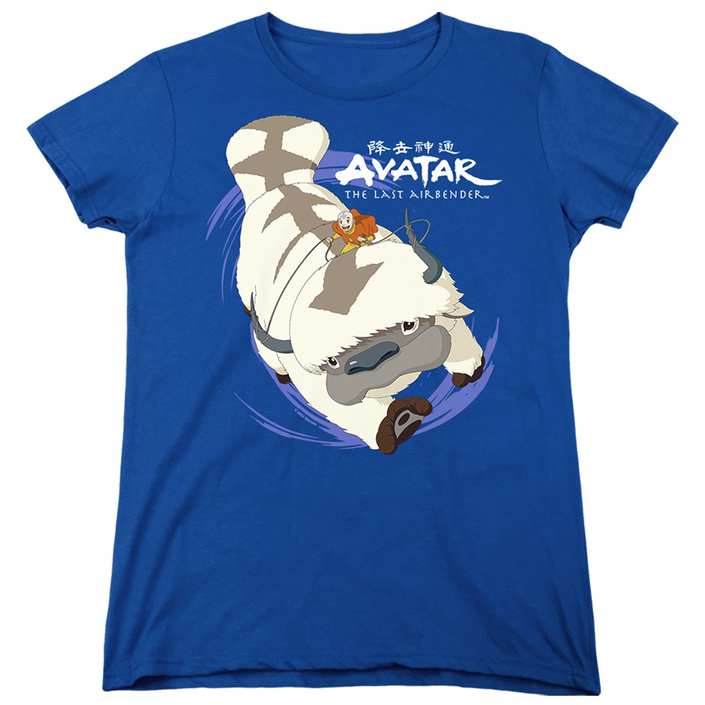 AN OFFCIALLY LICENSED AVATAR THE LAST AIRBENDER APPA IN FLIGHT WOMEN'S REGULAR FIT T-SHIRT ROYAL