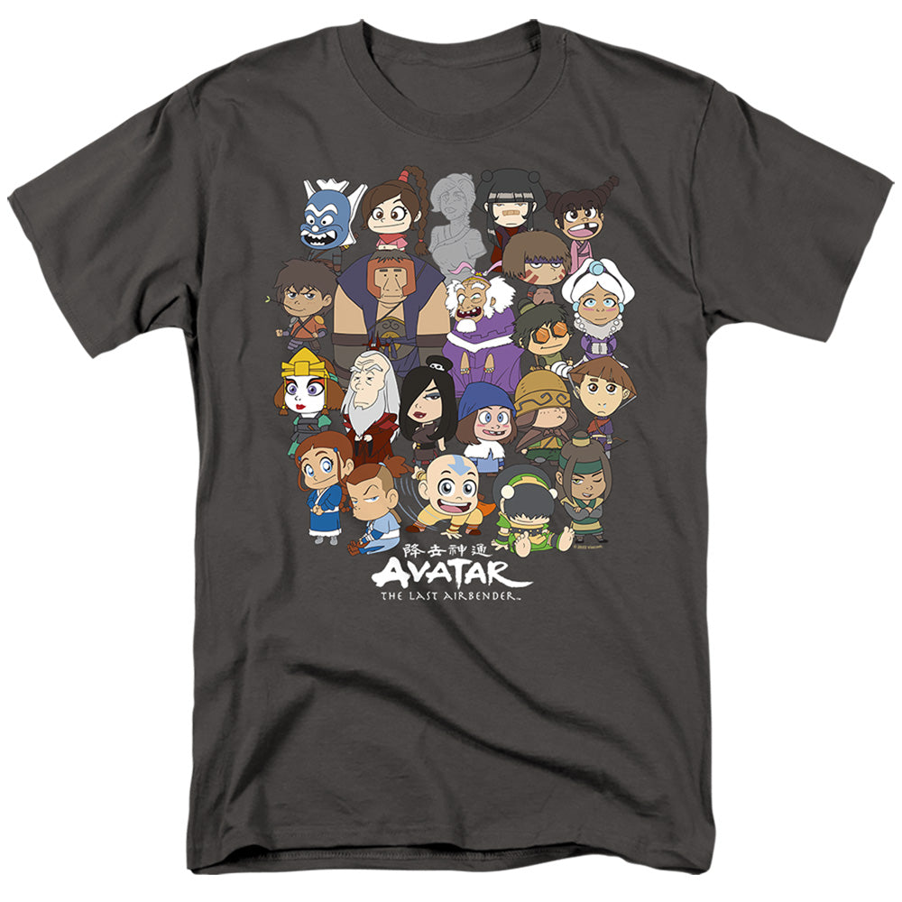 AN OFFCIALLY LICENSED AVATAR THE LAST AIRBENDER CHIBI GROUP MEN'S REGULAR FIT T-SHIRT CHARCOAL