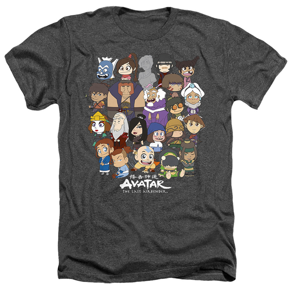 AN OFFCIALLY LICENSED AVATAR THE LAST AIRBENDER CHIBI GROUP MEN'S HEATHER T-SHIRT CHARCOAL