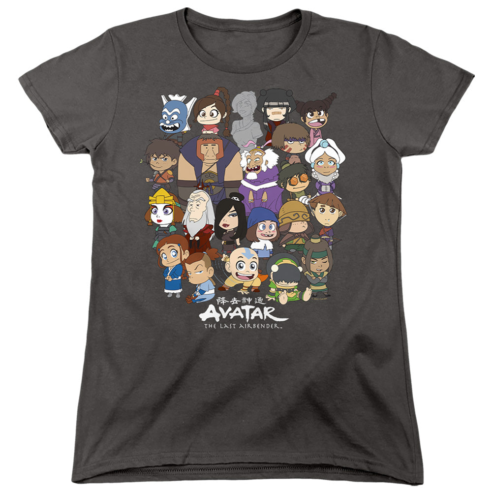 AN OFFCIALLY LICENSED AVATAR THE LAST AIRBENDER CHIBI GROUP WOMEN'S REGULAR FIT T-SHIRT CHARCOAL