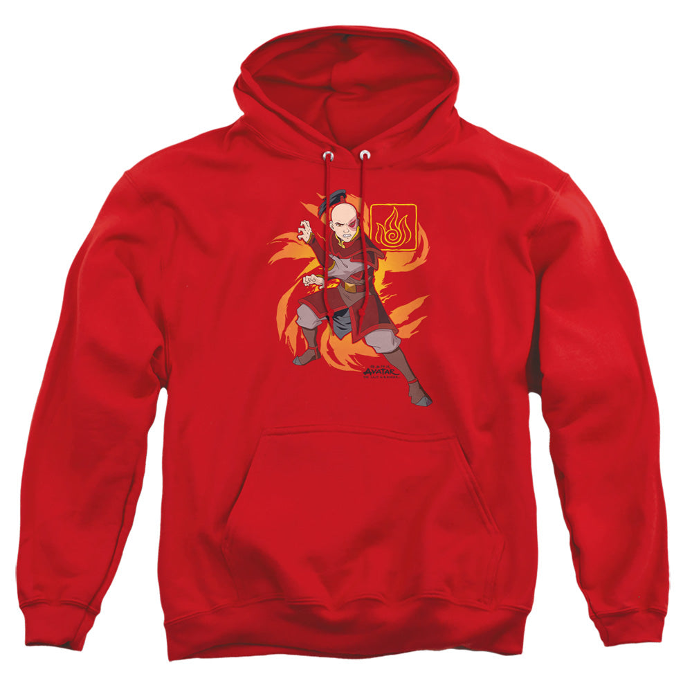 AN OFFCIALLY LICENSED AVATAR THE LAST AIRBENDER ZUKO FLAME BURST ADULT UNISEX PULLOVER HOODIE RED