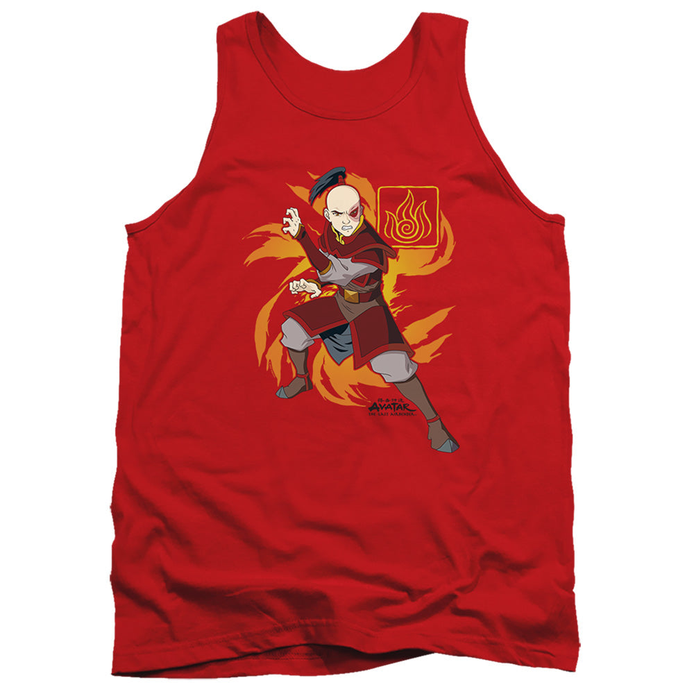 AN OFFCIALLY LICENSED AVATAR THE LAST AIRBENDER ZUKO FLAME BURST ADULT UNISEX TANK TOP RED