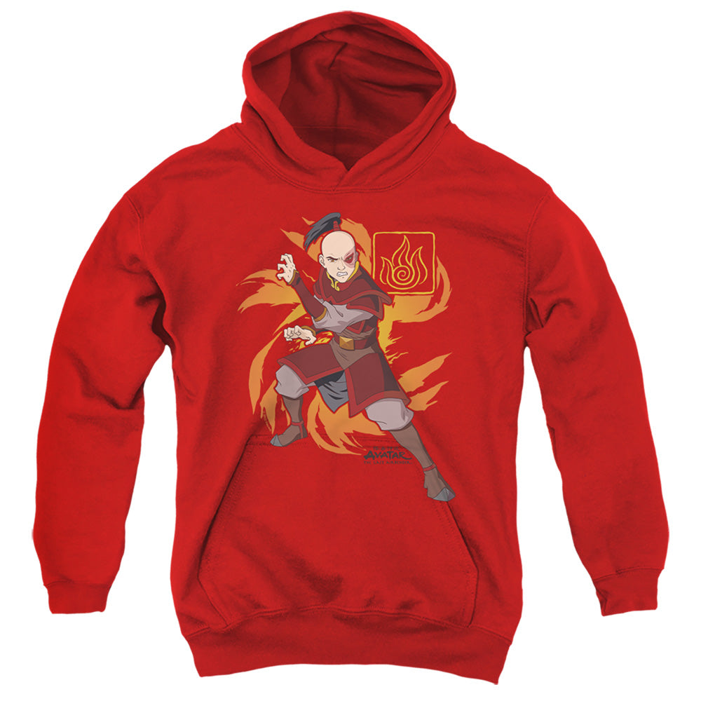 AN OFFCIALLY LICENSED AVATAR THE LAST AIRBENDER ZUKO FLAME BURST YOUTH HOODIE RED