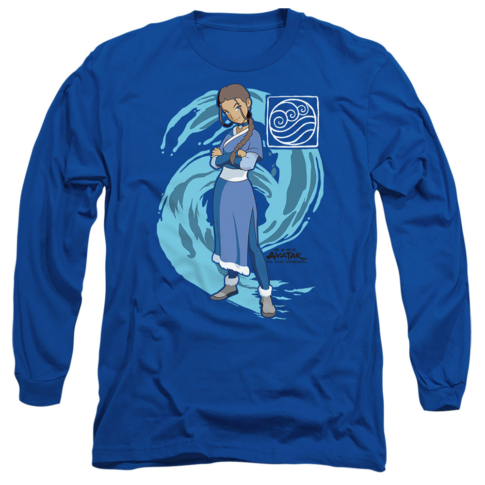 AN OFFCIALLY LICENSED AVATAR THE LAST AIRBENDER KATARA WATER WAVE MEN'S LONG SLEEVE T-SHIRT ROYAL