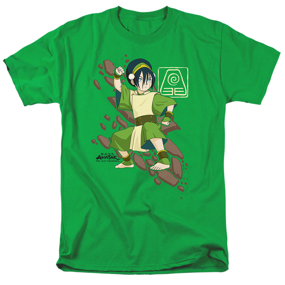 AN OFFCIALLY LICENSED AVATAR THE LAST AIRBENDER TOPH ROCK SLIDE MEN'S REGULAR FIT T-SHIRT KELLY GREEN