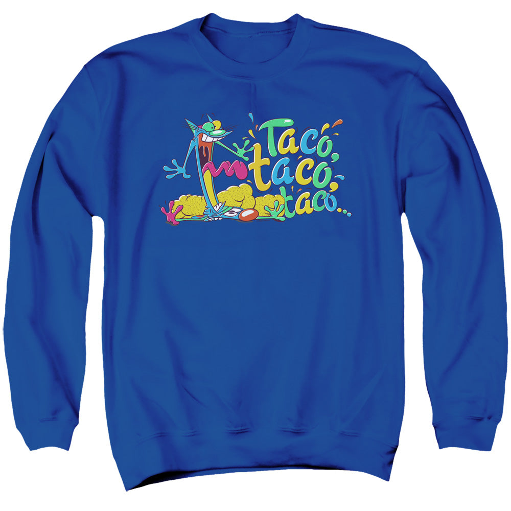 AN OFFCIALLY LICENSED CATDOG TACO TACO TACO ADULT UNISEX CREWNECK SWEATSHIRT ROYAL