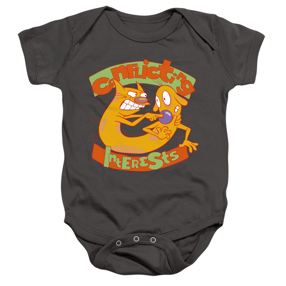 AN OFFCIALLY LICENSED CATDOG CONFLICTING INTERESTS BABY BODYSUIT CHARCOAL