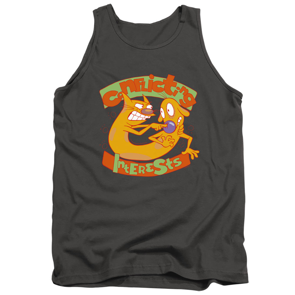 AN OFFCIALLY LICENSED CATDOG CONFLICTING INTERESTS ADULT UNISEX TANK TOP CHARCOAL