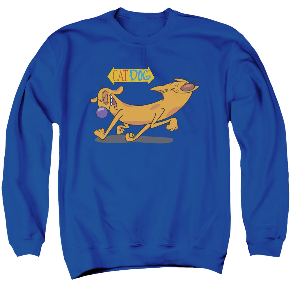 AN OFFCIALLY LICENSED CATDOG HAPPY PAWS ADULT UNISEX CREWNECK SWEATSHIRT ROYAL