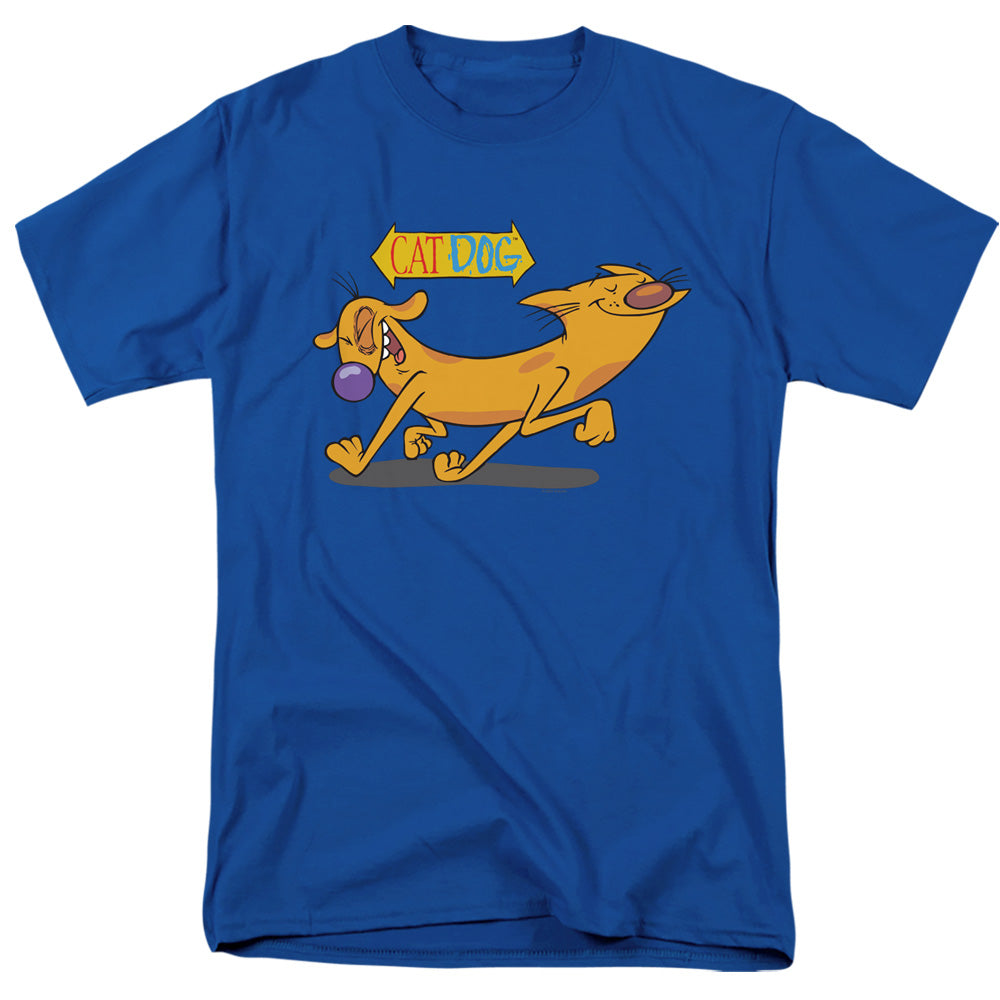 AN OFFCIALLY LICENSED CATDOG HAPPY PAWS MEN'S REGULAR FIT T-SHIRT ROYAL