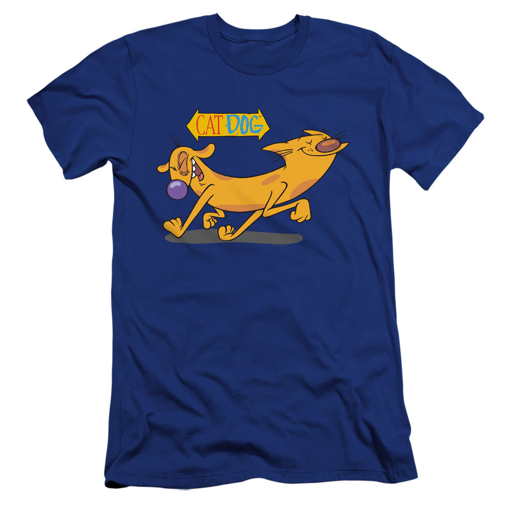 AN OFFCIALLY LICENSED CATDOG HAPPY PAWS MEN'S PREMIUM SLIM FIT T-SHIRT ROYAL