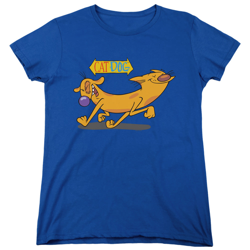 AN OFFCIALLY LICENSED CATDOG HAPPY PAWS WOMEN'S REGULAR FIT T-SHIRT ROYAL