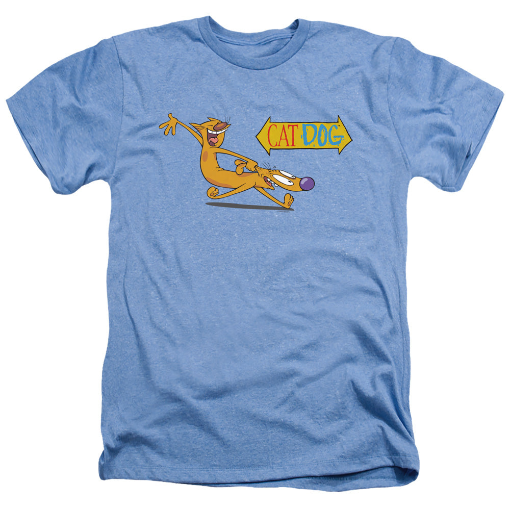 AN OFFCIALLY LICENSED CATDOG YEE HAW! MEN'S HEATHER T-SHIRT LIGHT BLUE