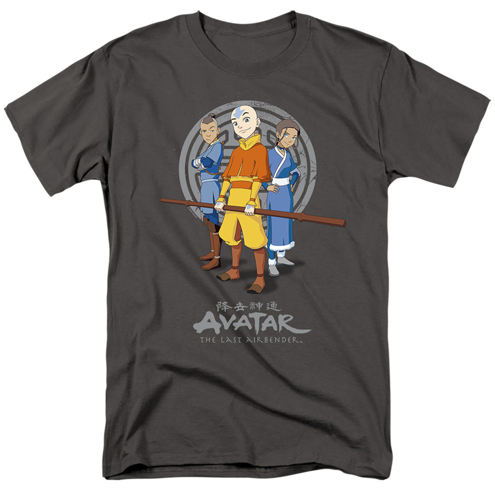 AN OFFCIALLY LICENSED AVATAR THE LAST AIRBENDER TEAM AVATAR MEN'S REGULAR FIT T-SHIRT CHARCOAL